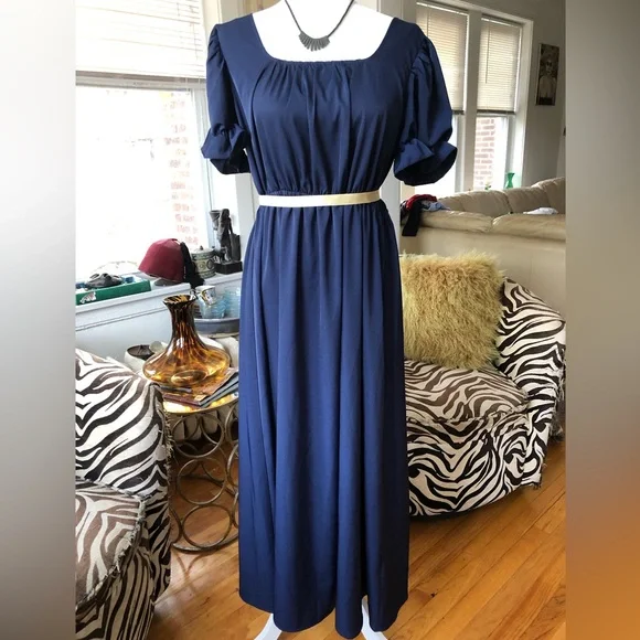 dark blue goth dress Gothic Glitter Blue Princess Tulle Prom Dress Blue Long Evening Dress P612 main image 1